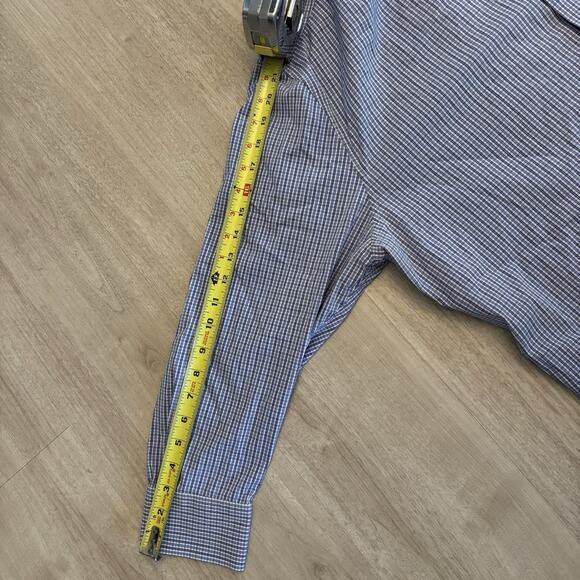 Bonobos Button Down Shirt Long Sleeve Men Size 18 33 Plaid Checker Blue Standard - Picture 6 of 9